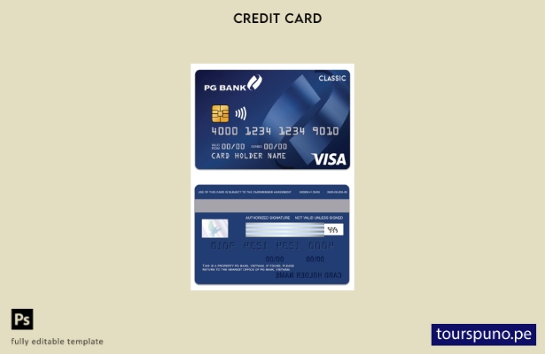 lista para imprimir plantilla de tarjeta clásica visa Vietnam PG Bank